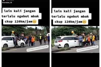 Kecelakaan Mobil Vs Motor, Pemotor Nyangsang di Atap Mobil, Kok Bisa?