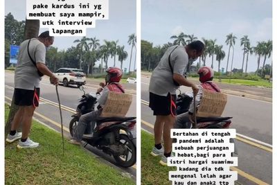 Viral Pria dengan Tulisan Kardus Butuh Pekerjaan Apa Saja , Langsung Diinterview di Jalan