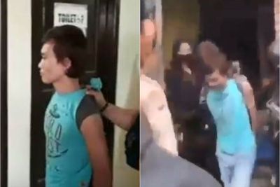 Anak yang Bacok Ayah Kandungnya Pakai Parang Ditangkap, Senyum saat Dibawa Polisi