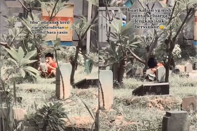 Mengharukan, Bocah Laki-laki Ini Ziarah Sendirian Tanpa Orangtua, Khusyuk Baca Surah Yasin
