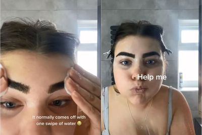 Apes, Wanita Ini Lupa Bersihkan Makeup Sebelum Tidur, Bangun Pagi Alisnya Jadi Seperti Ini