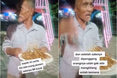 Duh! Calon Pembeli Malah Kabur Setelah Pesan Sate 84 Tusuk, Kakek Penjual Sate ini Sedih