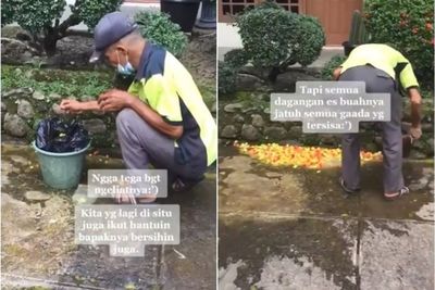 Menyedihkan, Baru Mau Pergi Berjualan, Semua Dagangan Penjual Es Buah Ini Ludes Berserakan