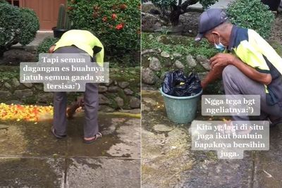 Viral Penjual Es Buah Batal Jualan karena Dangannya Jatuh, Netizen Desak Buka Donasi