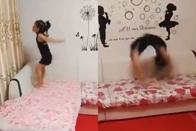 Keren! Bocah Perempuan ini Jago Lakukan Back Flip Berkali-kali, Bikin Netizen Melongo