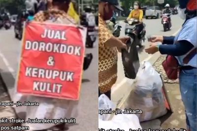 Viral Kakek Sakit Stroke yang Semangat Jualan Kerupuk di Jalan, Bikin Netizen Sedih