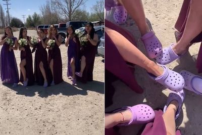 Pengiring Pengantin Ini Dikecam karena Menggunakan Sepatu Crocs Ungu ke Pernikahan