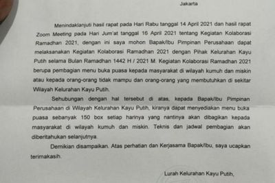 Heboh Lurah di Jakarta Buat Surat Edaran Minta Takjil ke Perusahaan