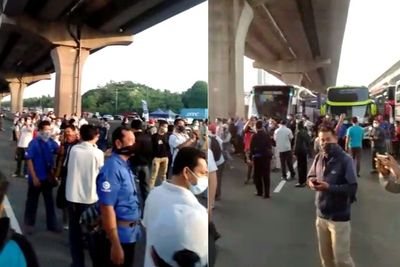 Cek Fakta: Ratusan Buruh Protes karena Terjaring Razia Mudik di Tol Jakarta-Cikampek
