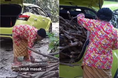 Sultan! Mbah Minto Cari Kayu Bakar Pakai Mobil Mewah, Netizen: Bukan Kaleng-kaleng