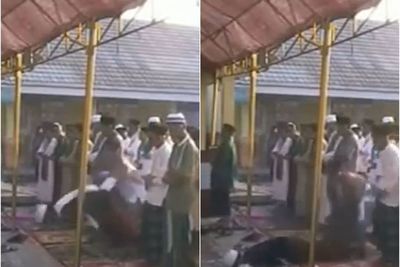 Kocak, Pria Ini Tersungkur saat Salat Idul Fitri Berjemaah, Netizen: Itu Ngantuk Apa Mabuk