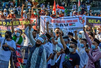 FOTO: Aksi Solidaritas Untuk Palestina di NTB