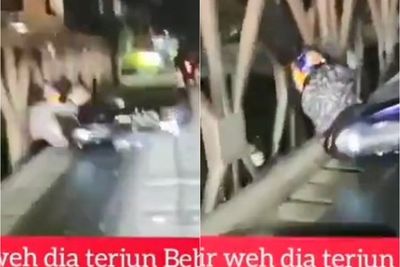 Detik-detik Mengerikan, Wanita Nyaris Terjun dari Jembatan di Bekasi Usai Jatuh dari Motor