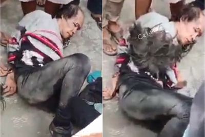 Duh! Wig Pria Ini Lepas saat Dikeroyok Warga, Nyamar Jadi Wanita Culik Anak-anak di Binjai