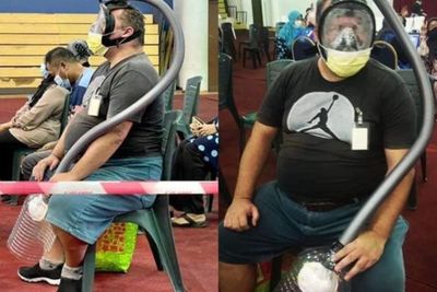 Viral, Pria Kenakan Masker Unik ke Pusat Vaksinasi di Malaysia untuk Perlindungan Ekstra