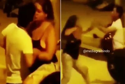 Usai Berpelukan Mesra di Pinggir Jalan, 2 Sejoli Ini Malah Saling Baku Hantam