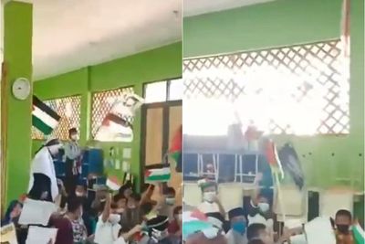 Viral, Guru Ajarkan Muridnya Berjihad Kibarkan Bendera Palestina, Netizen: Miris Sekali