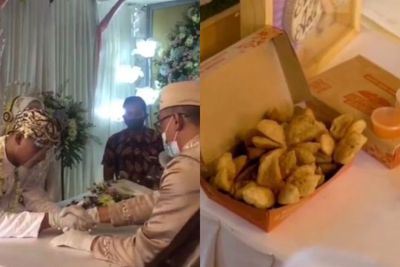 Unik! Pria Ini Beri Mahar Seporsi Bakso Goreng saat Menikah