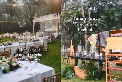 Nyesek! Pesta Pernikahan Outdoor Diguyur Hujan Sebelum Acara Dimulai: Cuma Bisa Pasrah