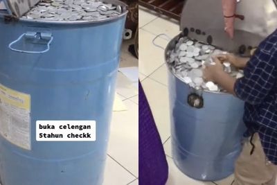 Viral Sekeluarga Tabung Uang Receh Pakai Drum Bekas, Terkumpul Rp20 Juta dalam 5 Tahun