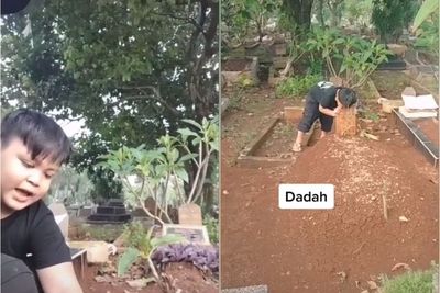 Momen Bocah Ini yang Terus Memanggil Ibunya saat Ziarah, Bikin Netizen Mewek