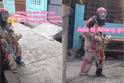 Sedih! Perjuangan Kakek Renta Jadi Badut Keliling, Terduduk Lesu saat Cari Nafkah