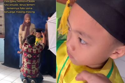 Viral Ekspresi Sedih Bocah Broken Home Sedih Lihat Temannya Foto Wisuda Bareng Orang Tua