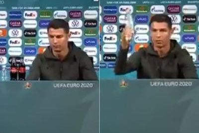 Momen Ronaldo Singkirkan Minuman Soda dan Angkat Air Putih saat Jumpa Pers Euro 2020