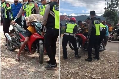 Bocah ini Menangis Sambil Peluk Motor Gegara Kena Razia, Takut Kena Tilang Polisi