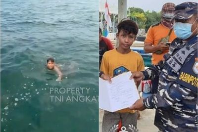 TNI AL Selamatkan Bocah Laki-laki Terombang-ambing di Tengah Laut, Diduga Jatuh dari Kapal