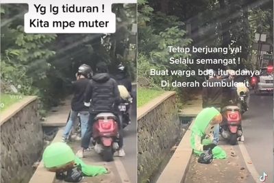 Sedih! Boneka Badut Tergeletak Lemas di Pinggir Jalan, Tak Sanggup Jalan karena Kelaparan
