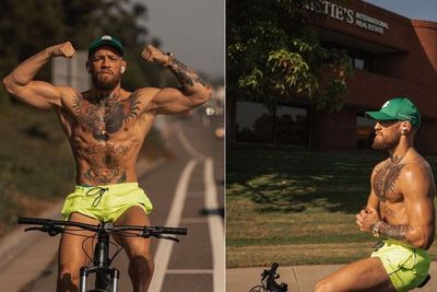Menuju Duel dengan Dustin Poirier, Conor McGregor Pamer Otot Bisep di Atas Sepeda