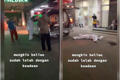 Viral Nakes Rebahan di Halaman Rumah Sakit, Diduga Kelelahan Tangani Pasien Covid-19