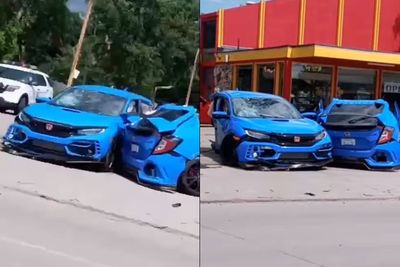 Alami Kecelakaan, Mobil Honda Civic Type R Ini Sampai Terbelah Jadi 2 Bagian