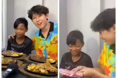 Pemuda Ini Traktir Bocah Pengamen Makan Steak dan Beri Uang, Dijadikan Konten TikTok