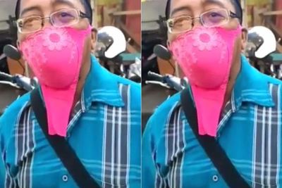 Niat Ingin Taati Prokes, Pria Berpeci Ini Bukan Pakai Masker, Malah Pakai Kutang