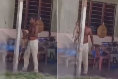 Kejam, Pria Ini Gantung dan Pukul Anak Anjing Pakai Tongkat