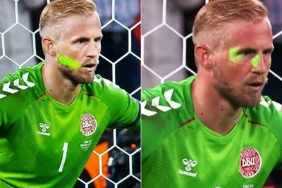 Detik-detik Kasper Schmeichel Selamatkan Penalti Harry Kane Meski Wajahnya Disorot Laser