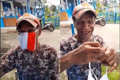 Pakai Masker Terbalik, Pria Ini Hampir Ubah Bendera Indonesia Jadi Polandia