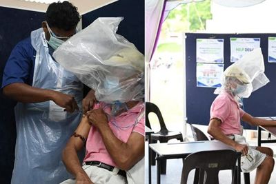Sempat Diledek karena Pakai Kantong Plastik saat Vaksinasi, Endingnya Bikin Orang Kaget