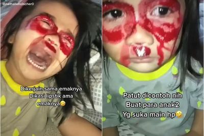 Anak Kecanduan HP, Wanita Ini Olesi Keliling Mata Anaknya Pakai Lipstik, si Anak Pun Jera