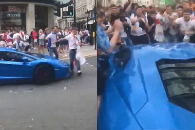 Suporter Bola di Inggris Kerumuni Pengendara Lamborghini, Nyanyi Sambil Menghina!