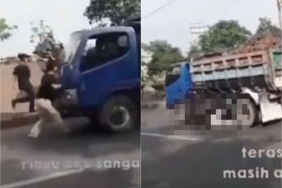 Mengerikan! Detik-detik Remaja Tertabrak Hingga Terlindas Ban, Nekat Hadang Truk di Bekasi