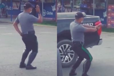 Viral Polisi Atur Lalu Lintas Sambil Lenggak-Lenggok di Jalan, Bokongnya Lentur Bak Penari