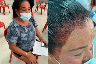 Ngakak! Buru-buru Ingin Vaksinasi, Seorang Ibu Lupa Cat Rambutnya Berantakan