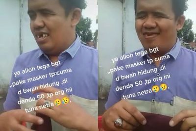 Sedih! Pria Tunanetra Dirazia karena Pakai Masker di Bawah Hidung, Kena Denda Rp50 Ribu
