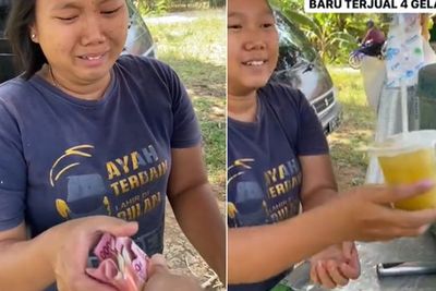 Wanita Penjual Es Tebu Nangis Terharu, Esnya Rp5 Ribu Ditawar Jadi Rp500 Ribu saat PPKM