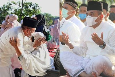 Usai Salat Iduladha di Pekarangan Rumah Sendiri, Gubsu Edy Sungkem ke Sang Ibu