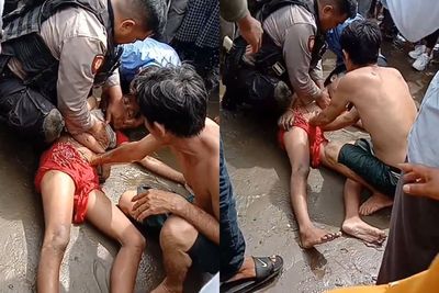 Detik-detik Anggota Polisi Coba Menyelamatkan Remaja yang Tenggelam di Pantai Bantayan