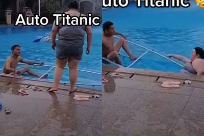 Video Lucu Wanita Gemuk Naik Perahu di Kolam, Auto Jadi Adegan Titanic karena Tenggelam